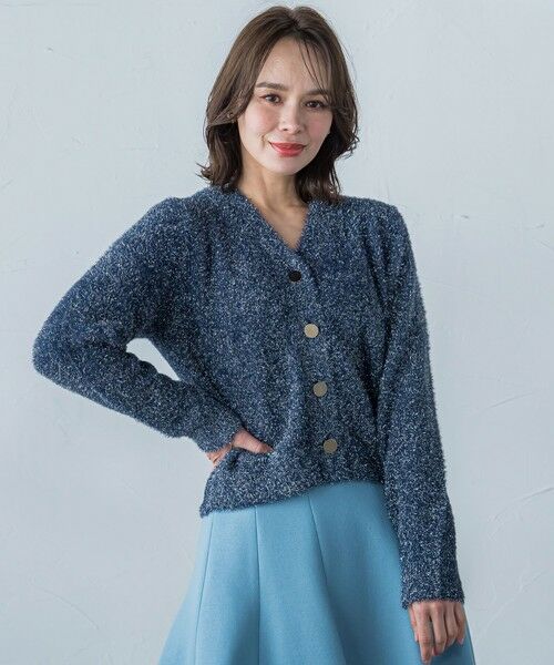 セール】 ラメフェザーニットカーディガン≪手洗い可能