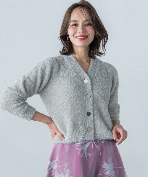 セール】 ラメフェザーニットカーディガン≪手洗い可能