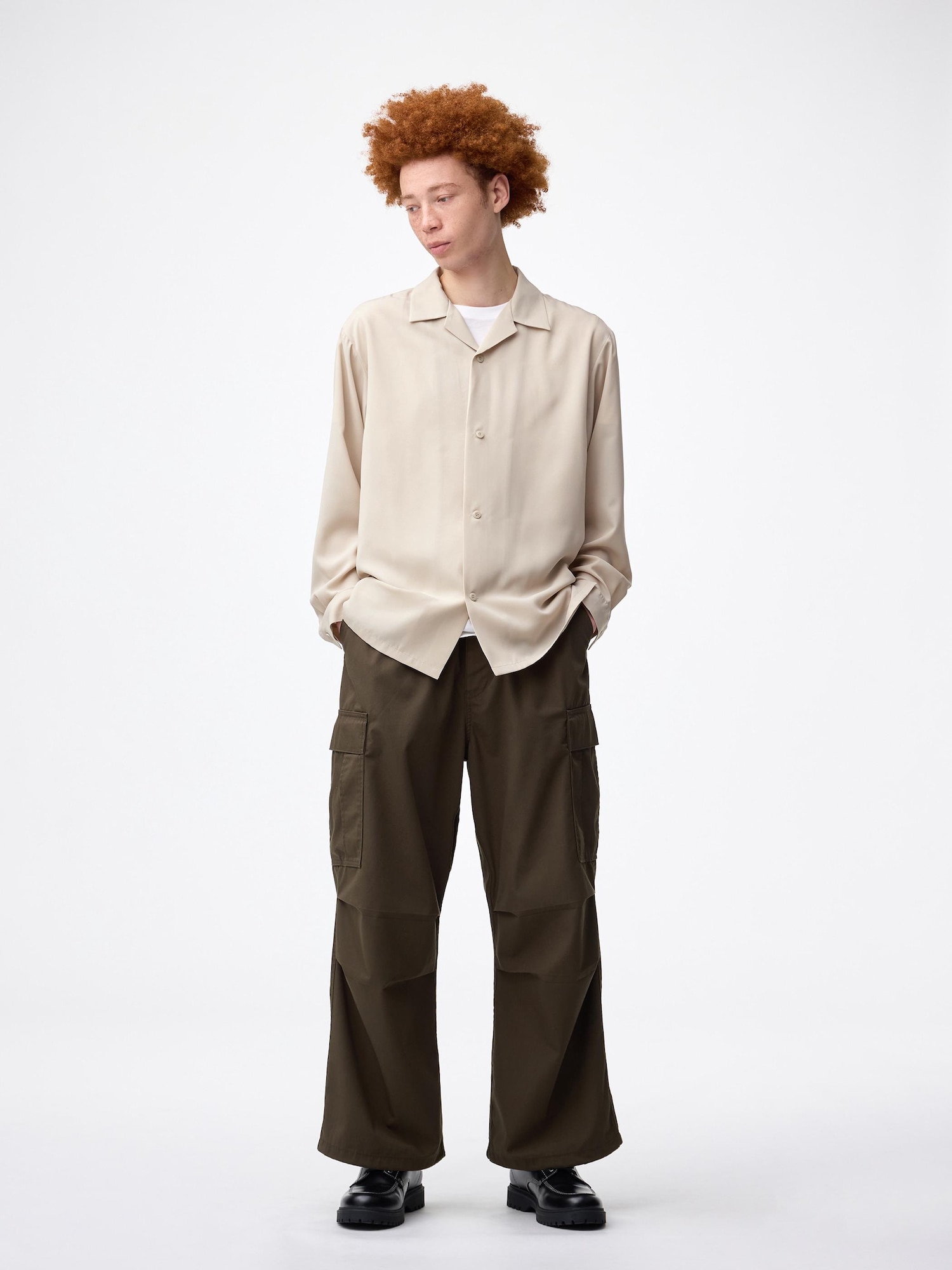 GU公式 | ドレープオープンカラーシャツ