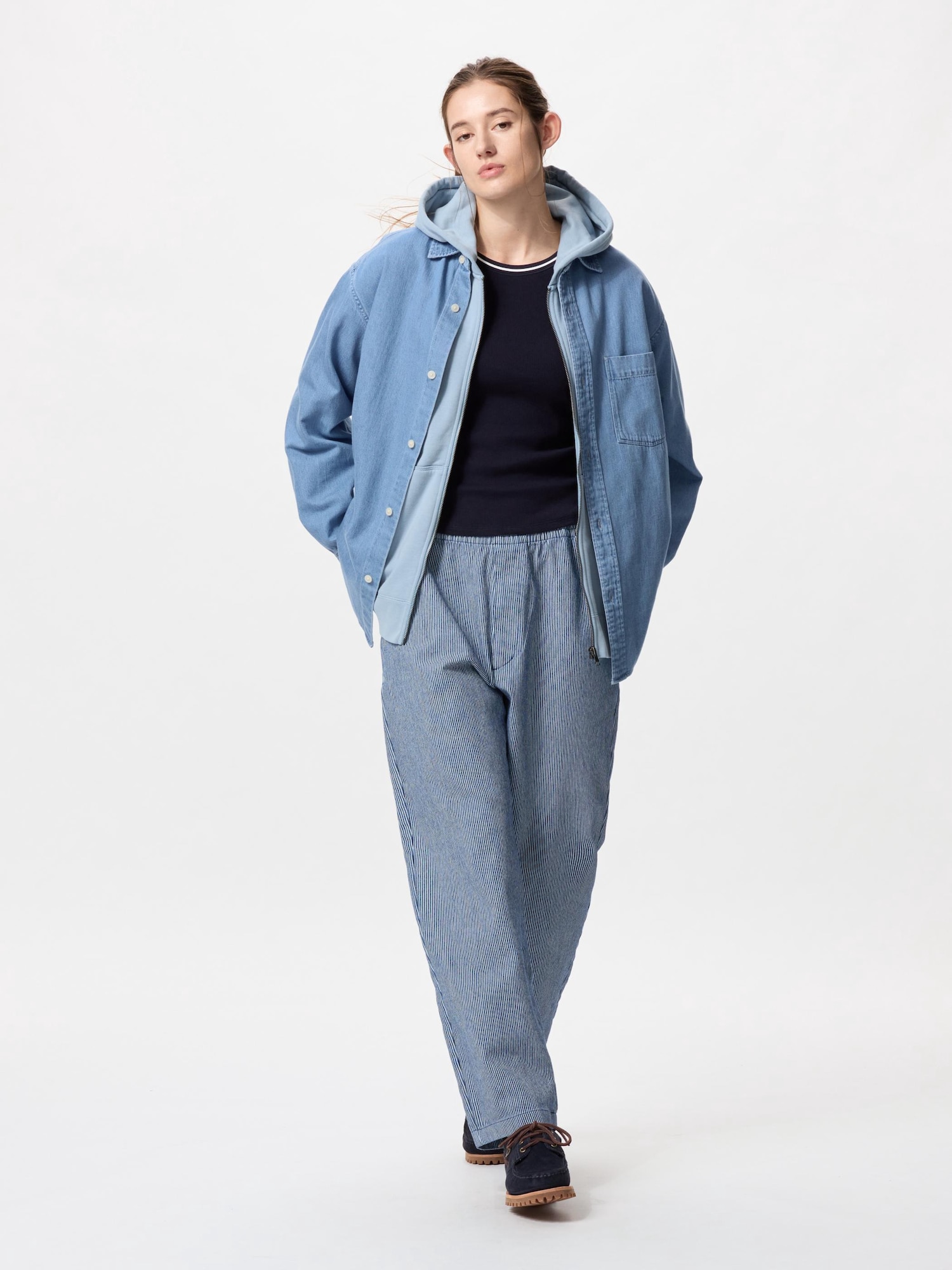 ユニクロ公式 | ストレッチイージーアンクルパンツ/ストライプ