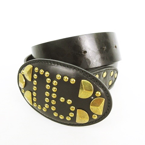 D&G×スタッズベルトオーバルバックルレザーバックル楕円85-34 IBO24