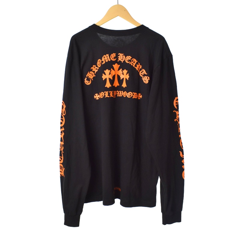 クロムハーツ CHROME HEARTS Orange Cemetery Cross Long Sleeve Tee L