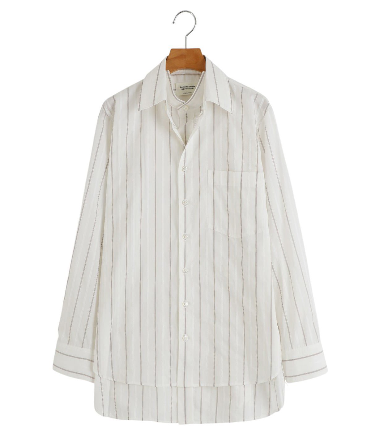 レディース】double-front cotton silk JQstripe shirt | beautiful