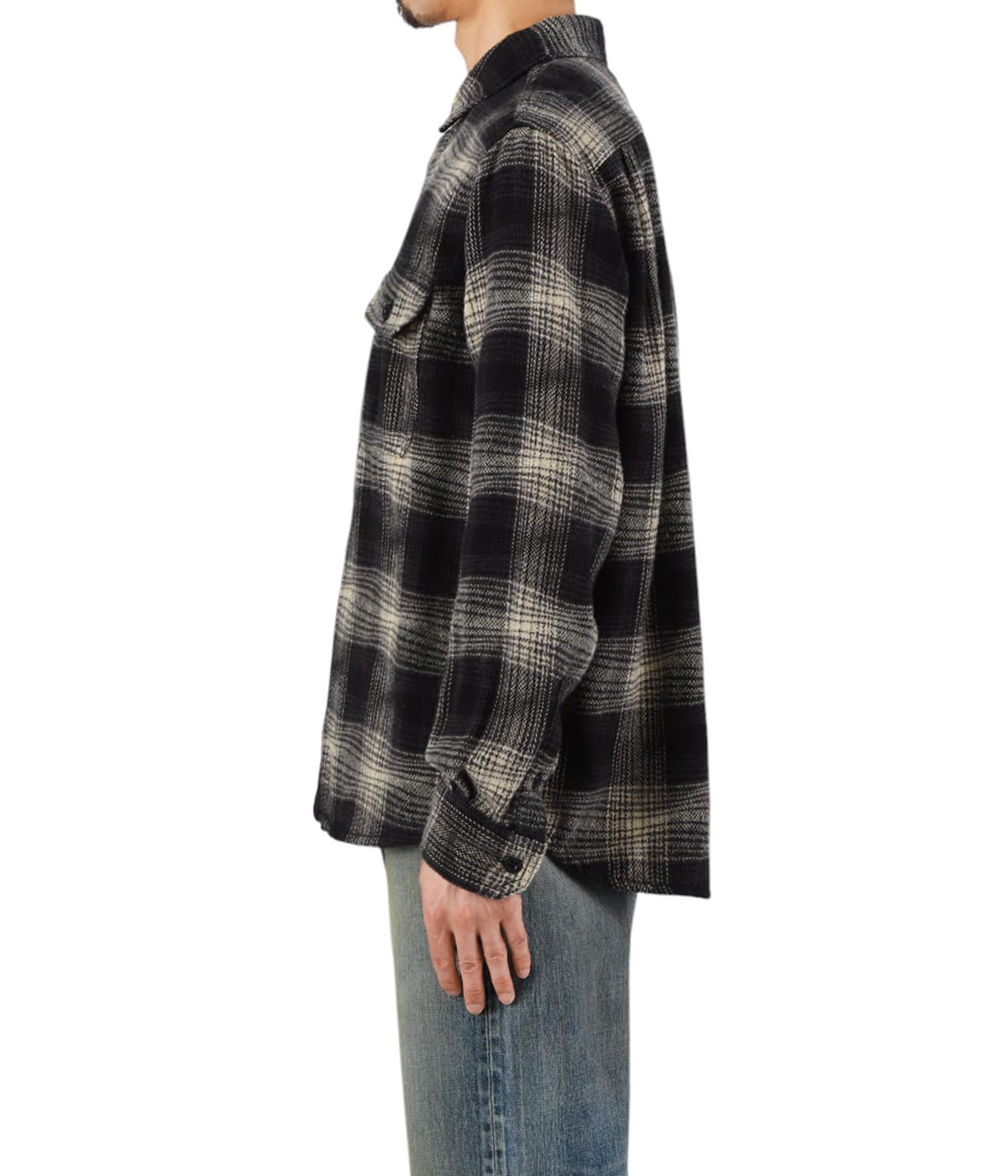 Distortion Ombre Check Flannel Over SH | MINEDENIM(マインデニム