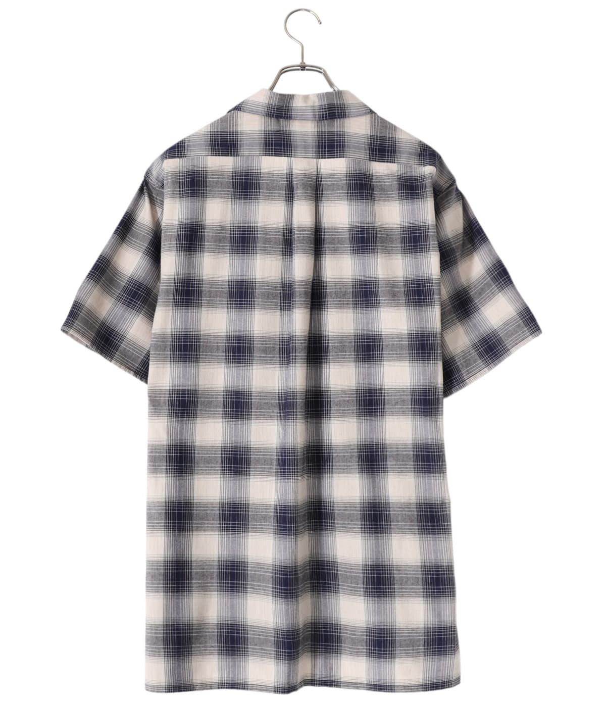YAK OMBLE PLAID OPEN COLLER BLOUSE HALF SLEEVE | SUGARHILL