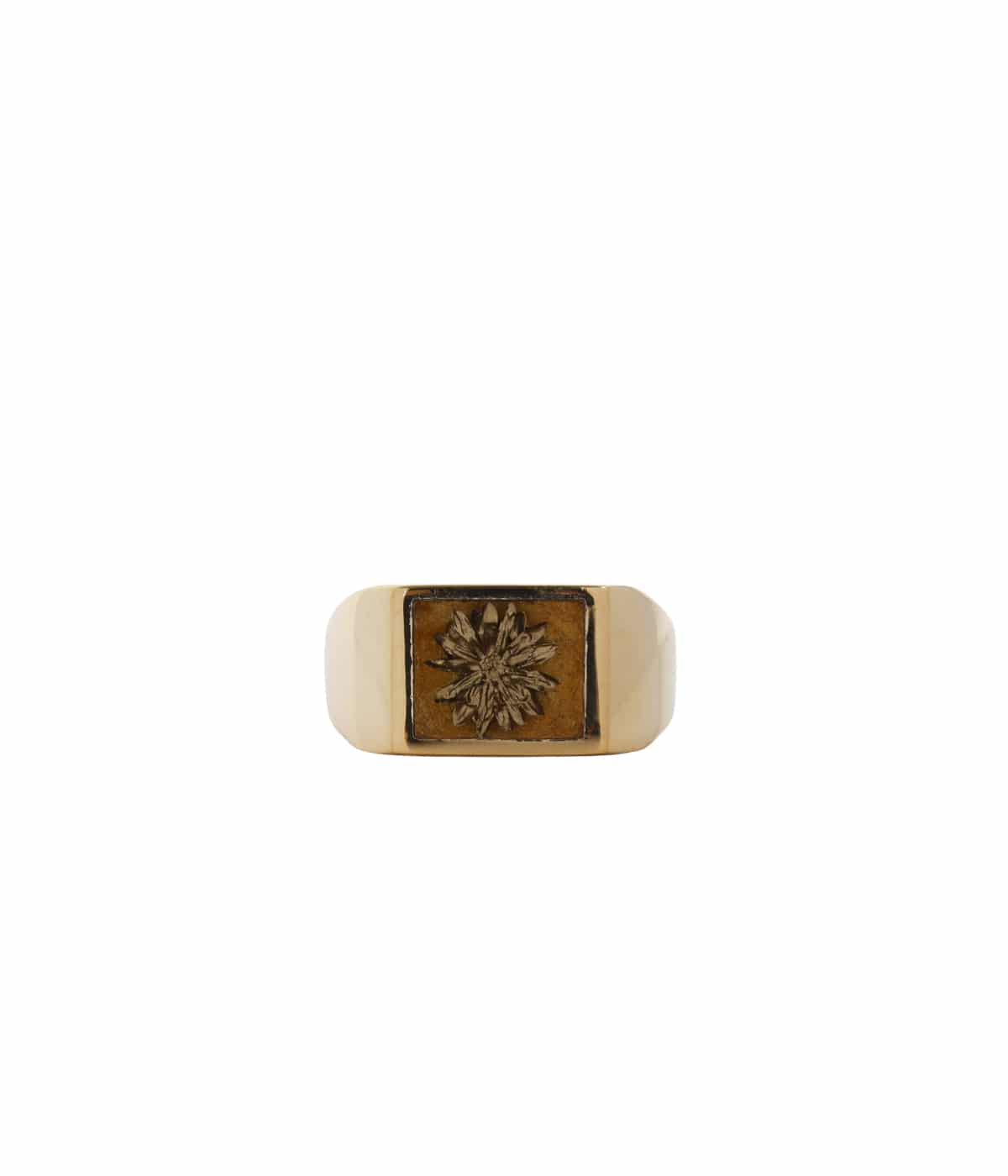Signet Ring with Golden Palm Flower | XOLO JEWELRY(ショロ