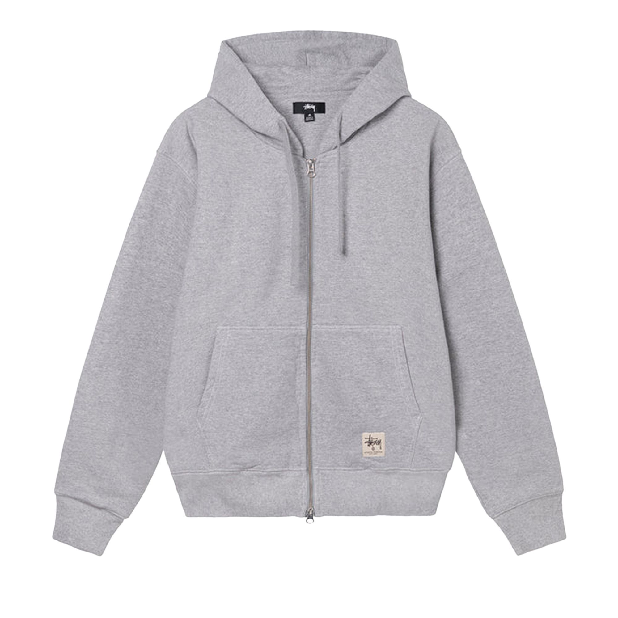 Buy Stussy Double Face Label Zip Hoodie 'Grey Heather' - 118460