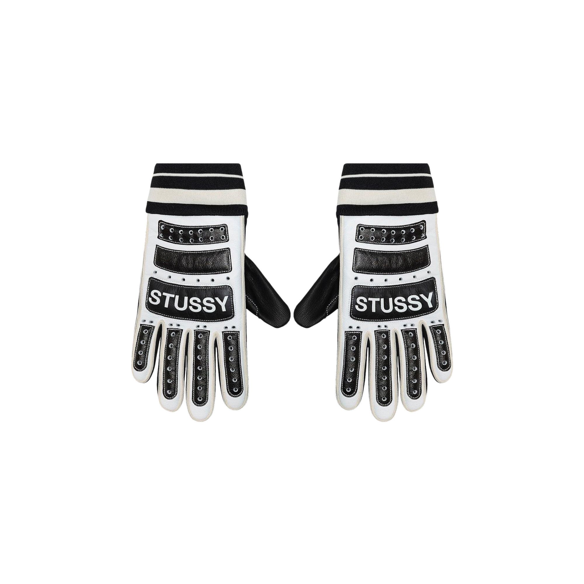 Buy Stussy Leather Bike Gloves 'Black/White' - 138941 BLAC | GOAT
