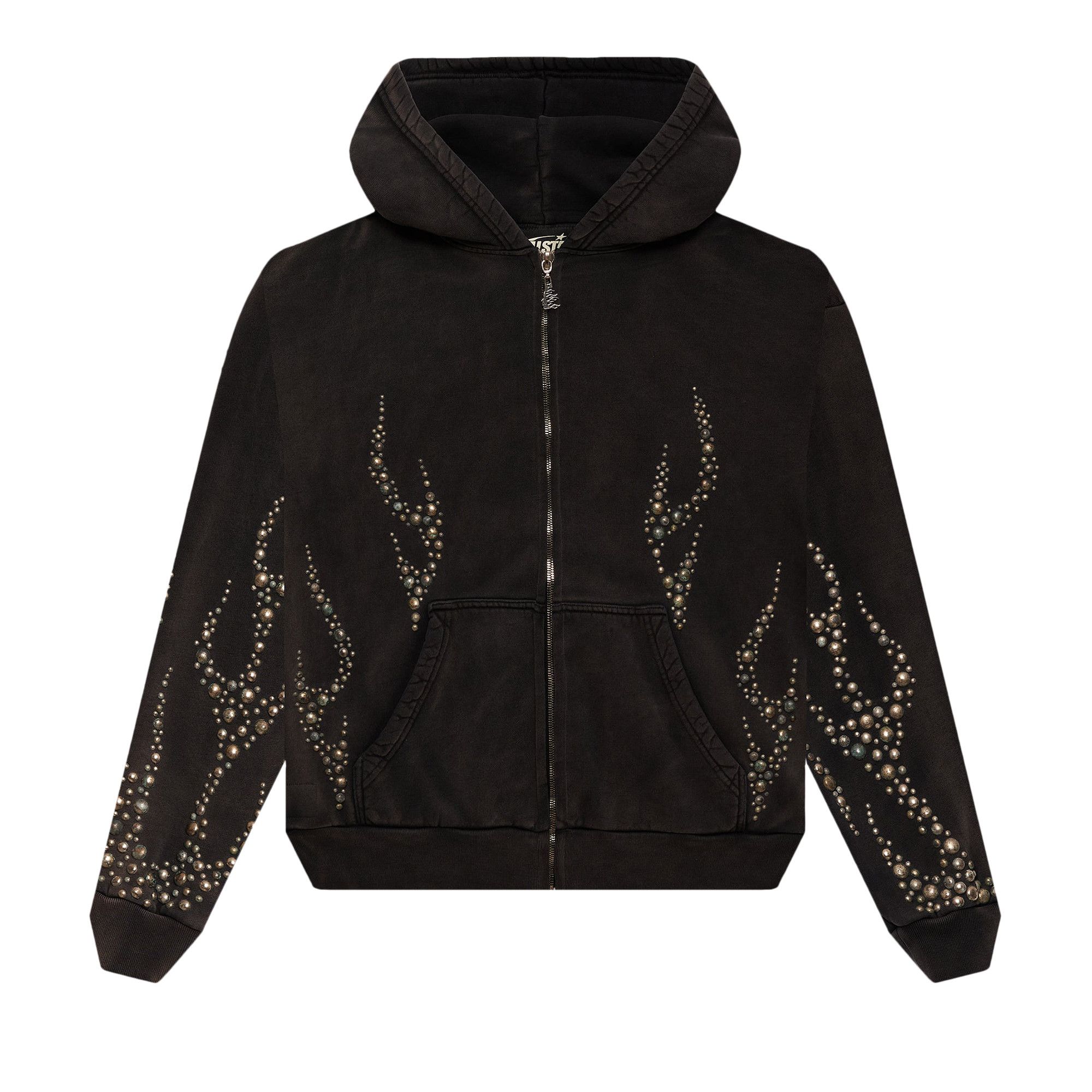 Buy Hellstar Studded Flame Zip-Up Hoodie 'Black' - HSCXZIP02 BLAC
