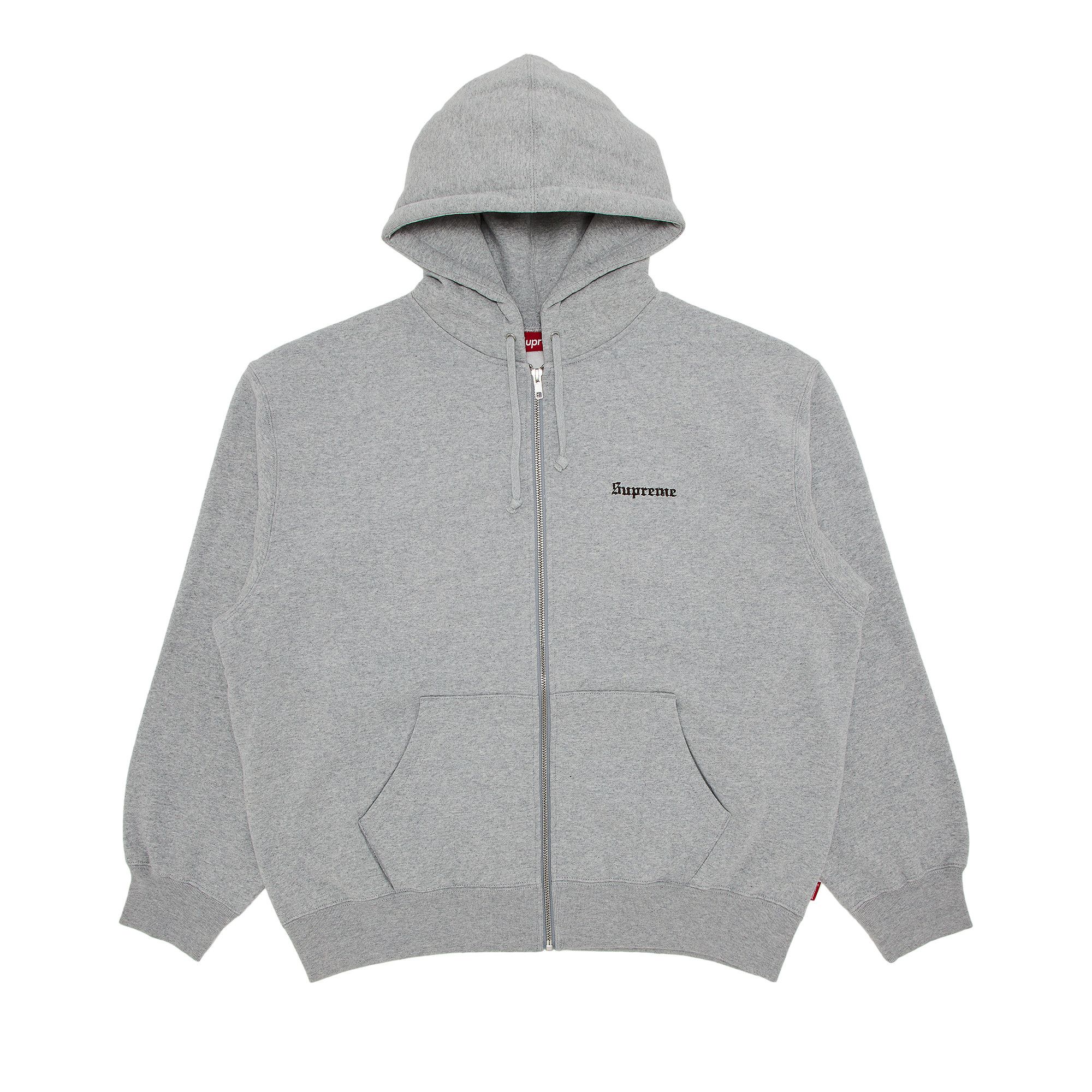 Buy Supreme Crest Zip Up Hooded Sweatshirt 'Heather Grey