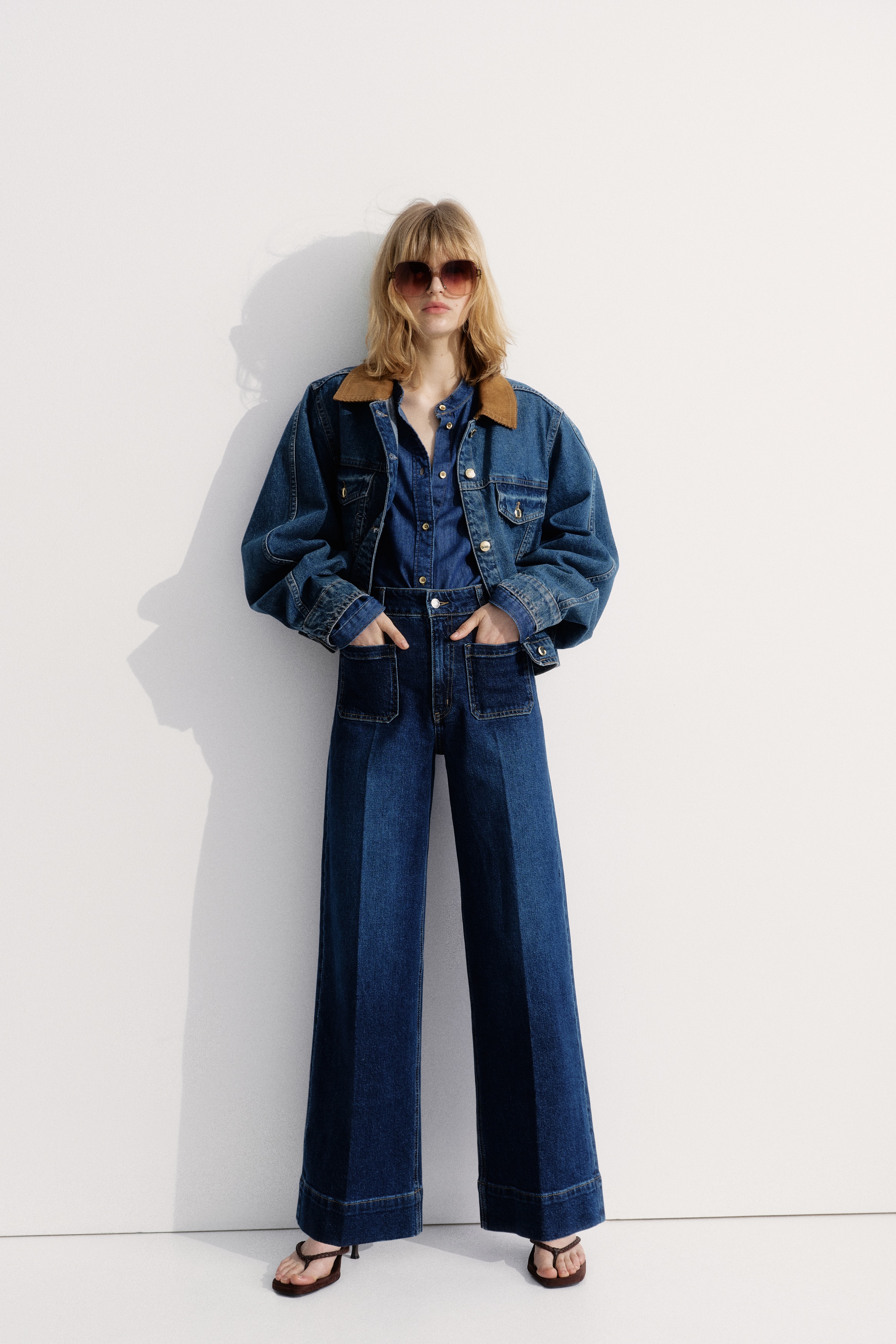 Women's Dark denim blue Wide High Jeans | H&M CA