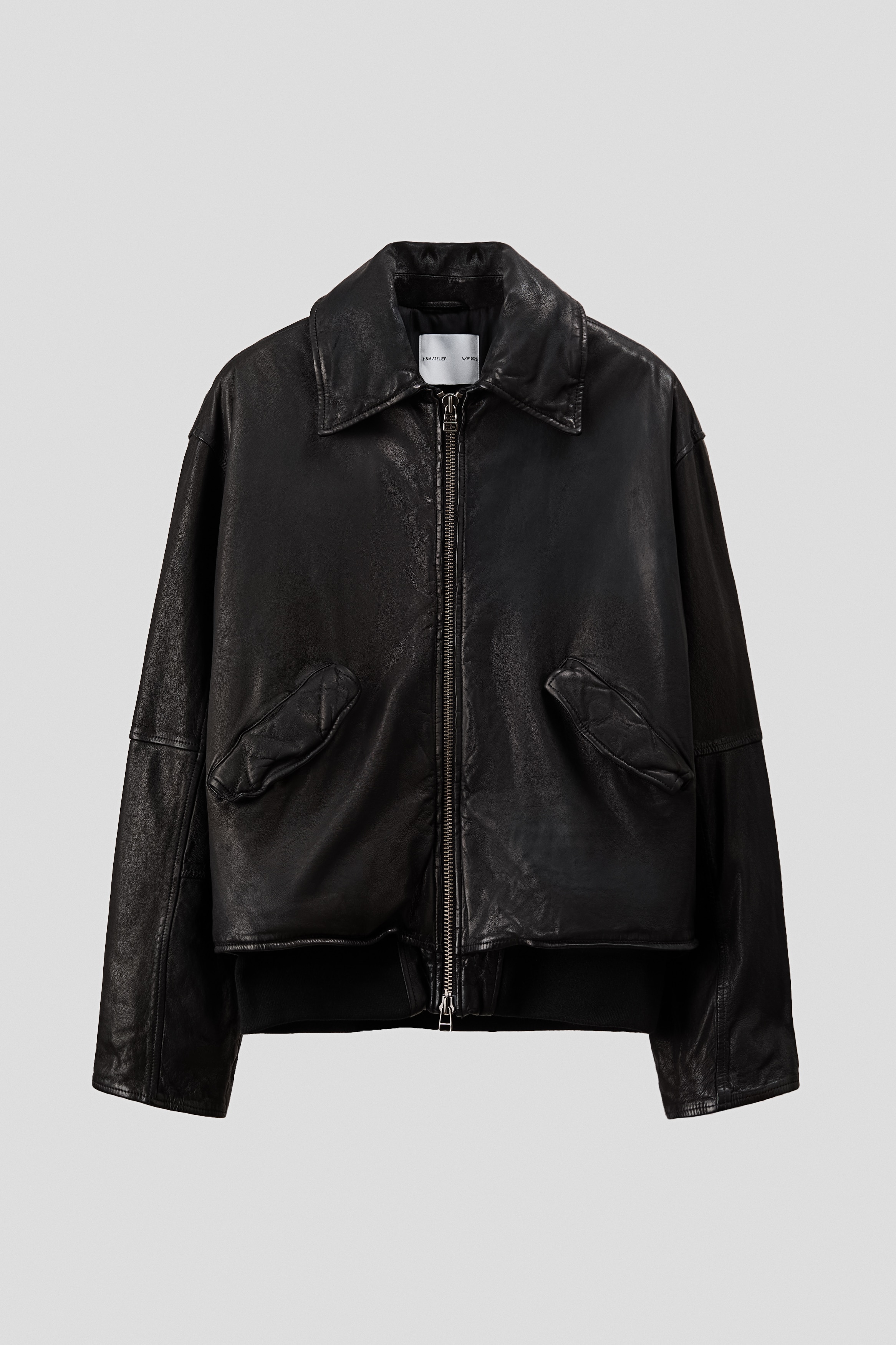Loose-Fit Leather Aviator Jacket - Black - Men | H&M US