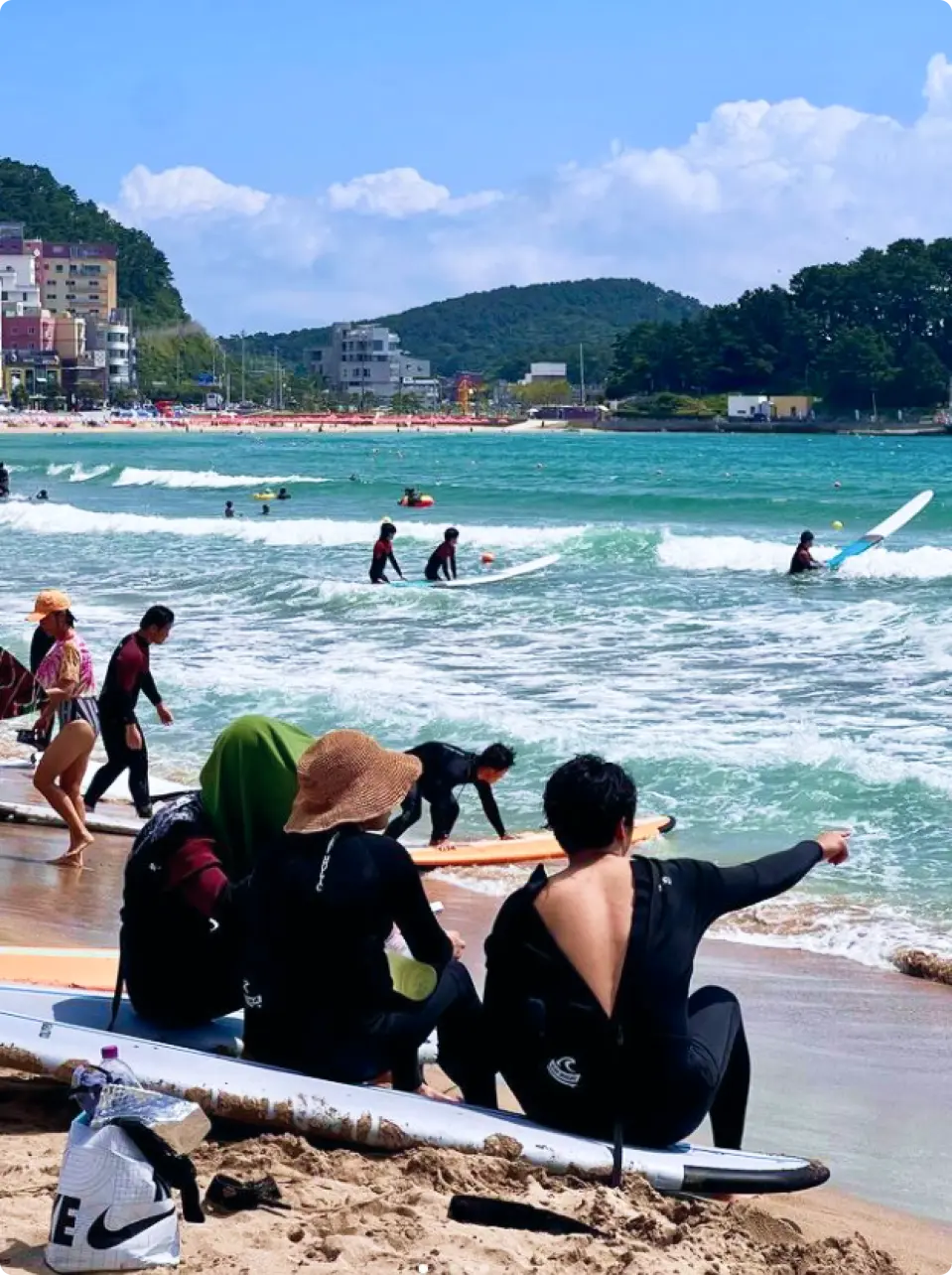 釜山海雲台区松亭ビーチサーフィンレッスン体験＆無制限無料サーフィン