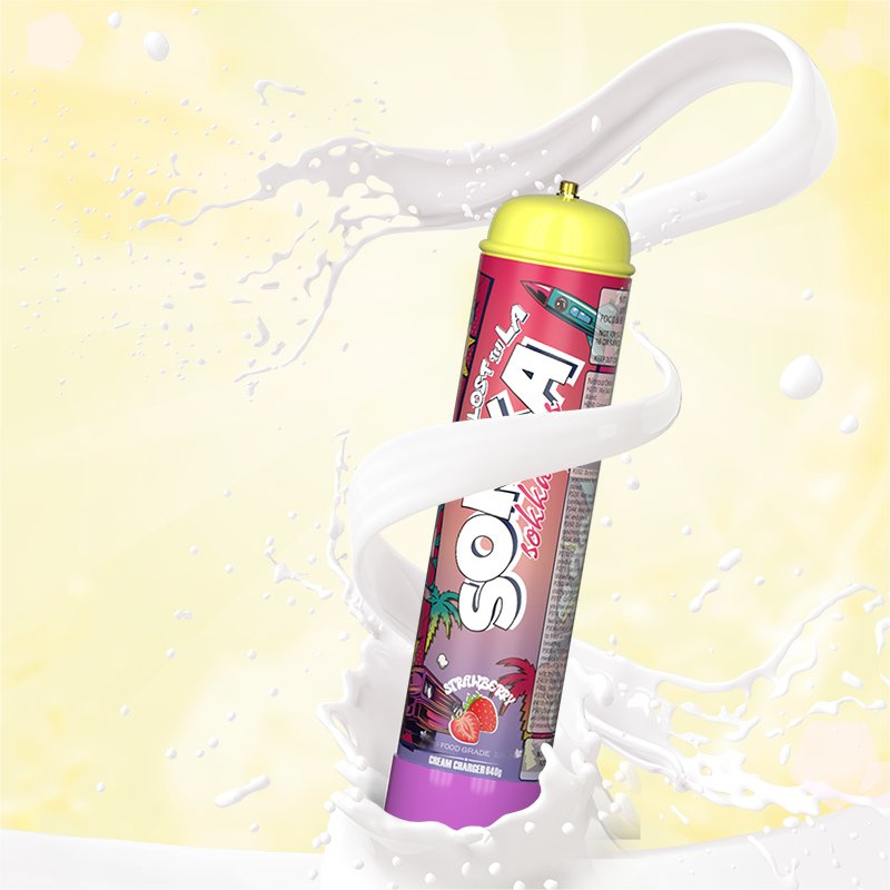 Sokka Strawberry Flavor Gas Cylinder Existing Goods 640g Whipped