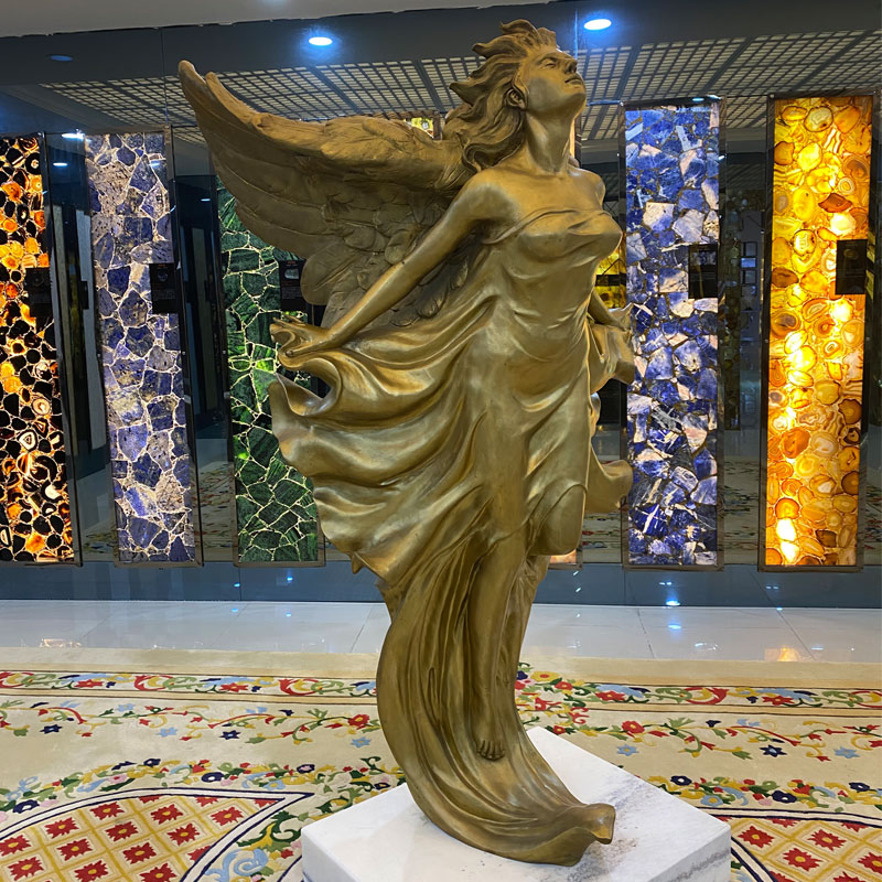 金属工芸 ロストワックス ブロンズ 女の子 天使 翼のある像 - 中国