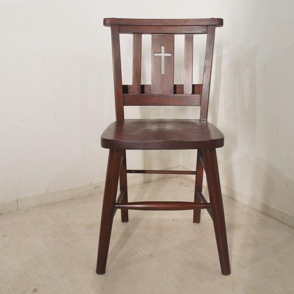 アンティーク調 ボックス付 チャーチチェア 教会 椅子 クロス cha066p