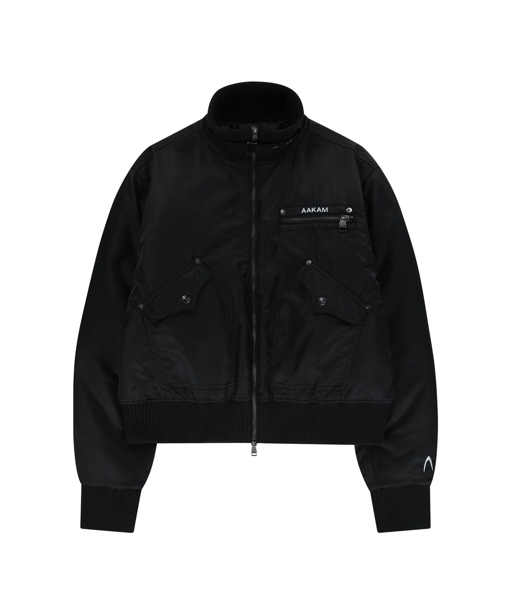 MUSINSA公式 | AAKAM High-Neck Bomber Jacket (Black)