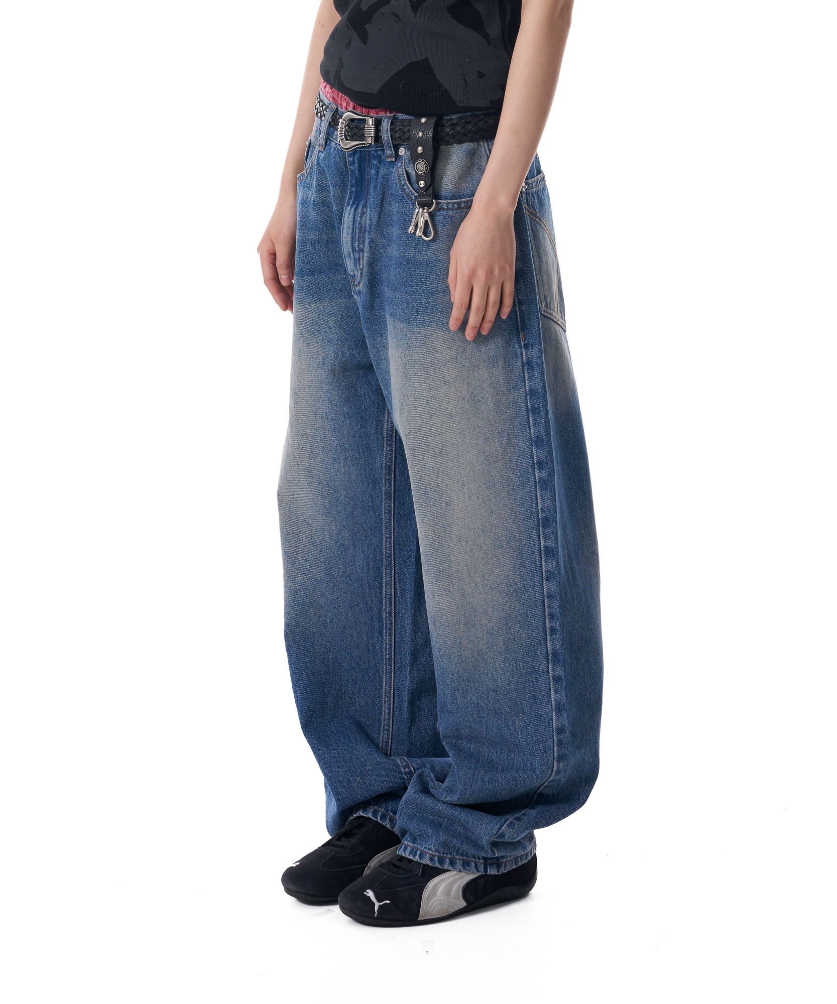 MUSINSA公式 | AAKAM Tapered Denim Pants (Washed Blue)