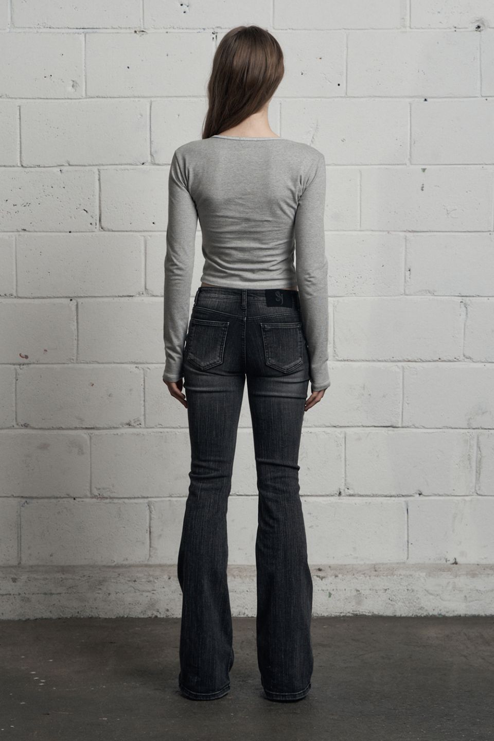 MUSINSA | SYNERJYN SLUB CAT WASHING DENIM PANTS BLACK