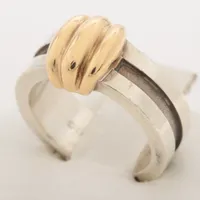 ティファニー グルーブドウィズ3ロウ リング 925×750 7.6g ゴールド