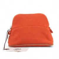 エルメス ボリードポーチ20 キャンバス ポーチ オレンジ シルバー金具
