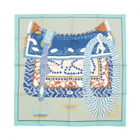 エルメス カレ90 PLAZA DE TOROS 闘牛場 スカーフ シルク ブルー