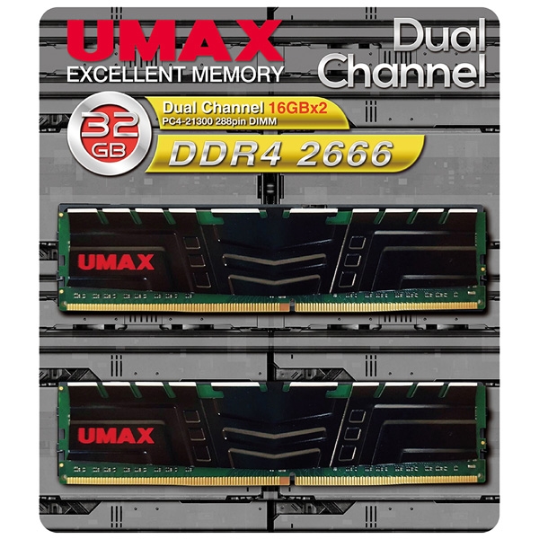 UMAX DDR4-2666(PC4-21300) DIMM デスクトップ用メモリー 32GB(16GB×2