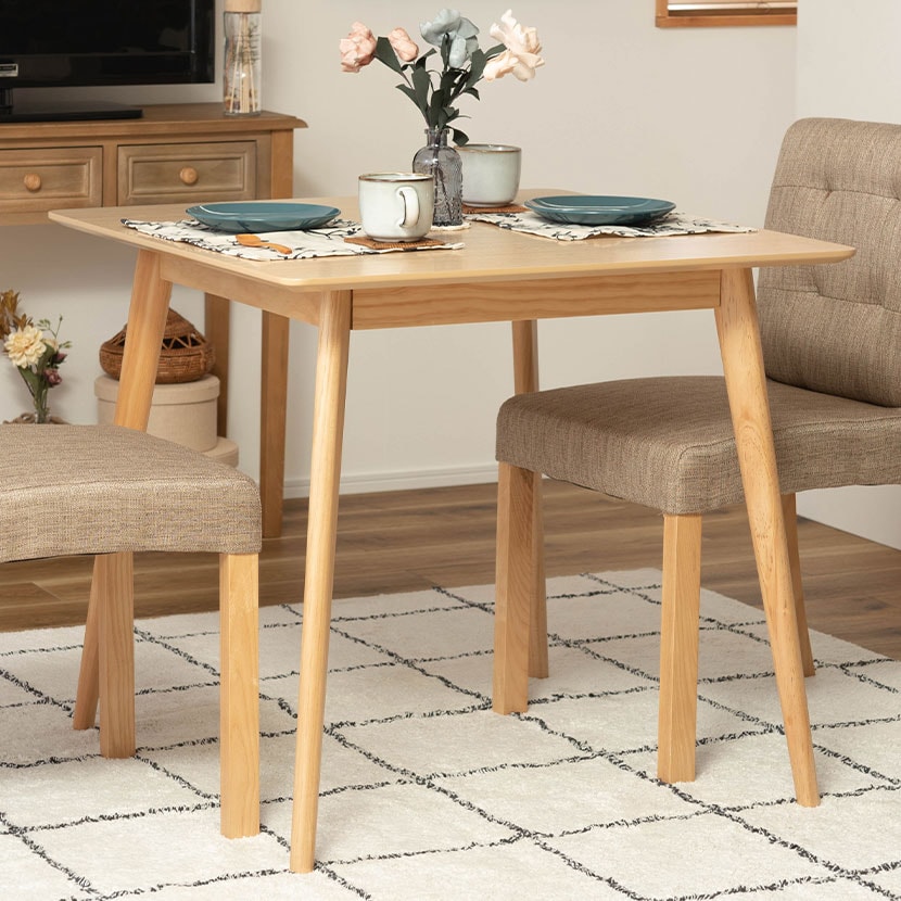 送料無料】 ダイニングテーブル 正方形 木製 天然木 白 ホワイト