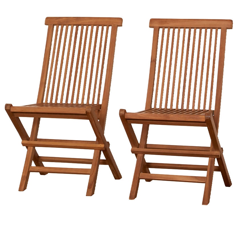 送料無料】 木製チェア 2脚セット 折りたたみ椅子 天然木 チーク材