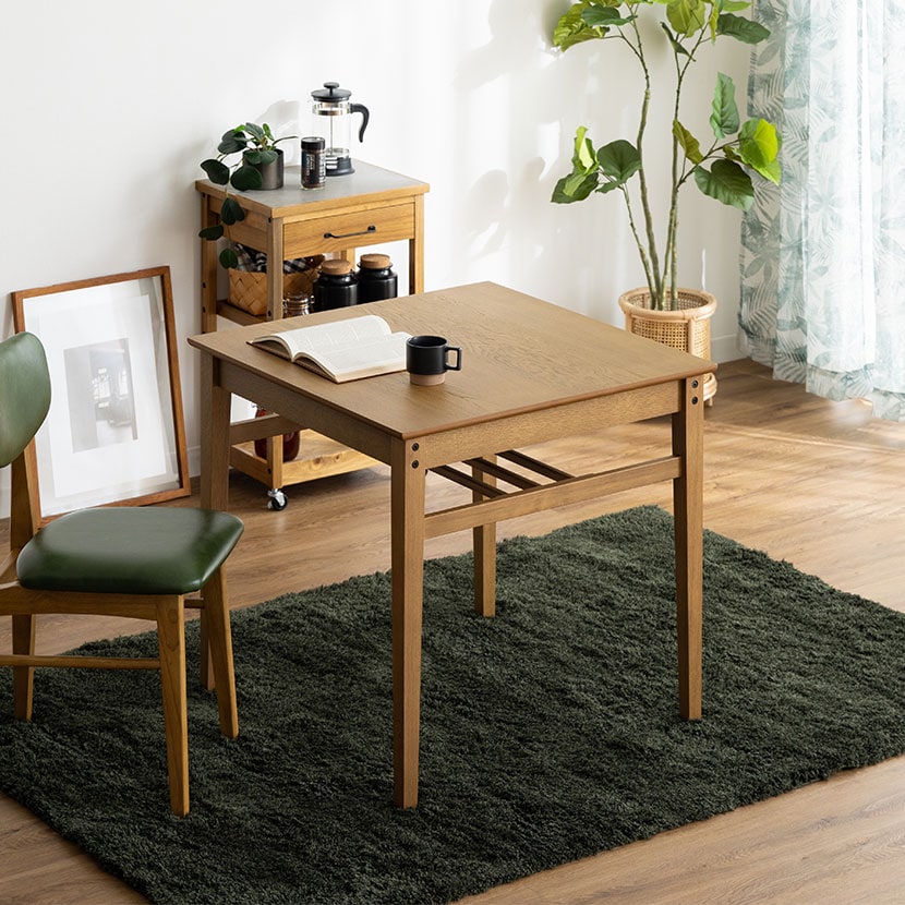 送料無料】 市場 ダイニングテーブル 正方形 収納付き 木製 天然木 2人