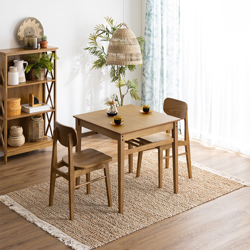 送料無料】 市場 ダイニングテーブル 正方形 収納付き 木製 天然木 2人