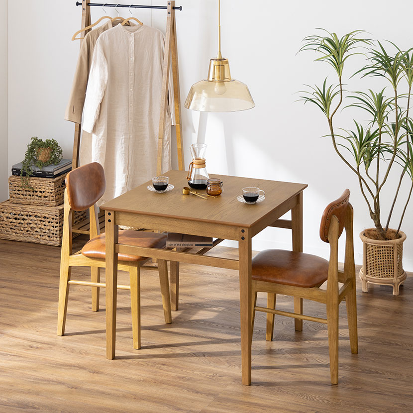 送料無料】 テーブル + チェア同色2脚) 木製 天然木 ダイニング