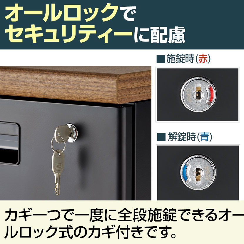 送料無料】 3段 脇机 サイドデスク サイドキャビネット 鍵付き フル