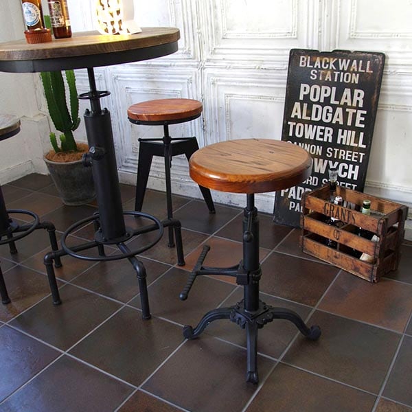 送料無料】 ハイレトロスツール バーチェア 幅450×奥行355×高さ540