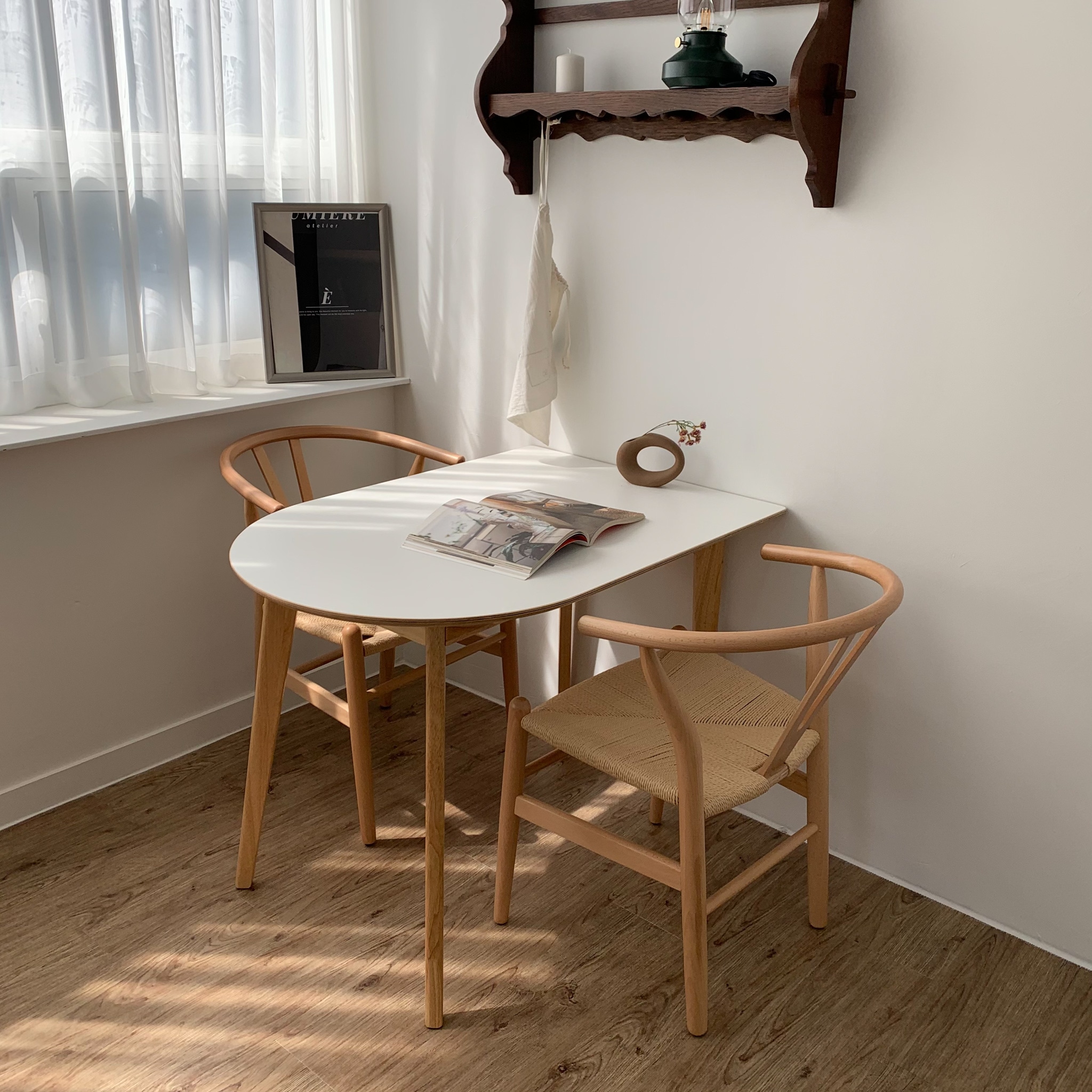 Daeun Damda HALF MOON 半楕円形 テーブル 100cm ベージュ ホワイト