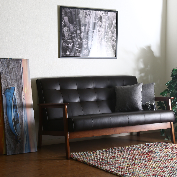 36％OFF】【送料無料】バイキャストPUレザーソファ 2人掛け|インテリア