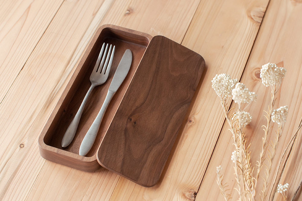 楽天市場】【木製カトラリー】木のカトラリーケース【ウォルナット天然