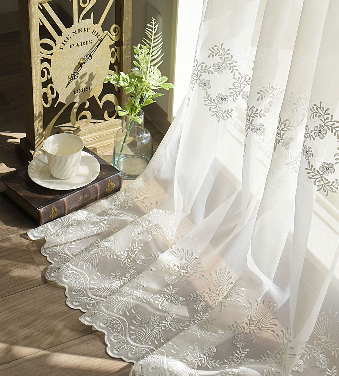 楽天市場】カフェカーテン トルコレース ジュリアシルバー 小窓