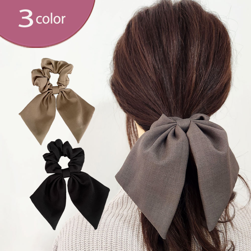 楽天市場】リボン シュシュ ビッグ ボリューム ヘアアクセサリー