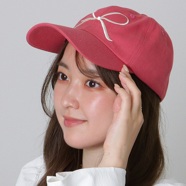 楽天市場】ソリッド リボン 刺繍 ベースボール キャップ 女性