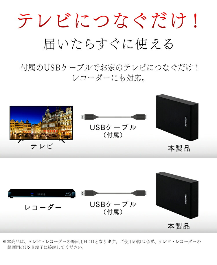 楽天市場】ハードディスク 外付け テレビ録画 4TB テレビ録画用 外付け
