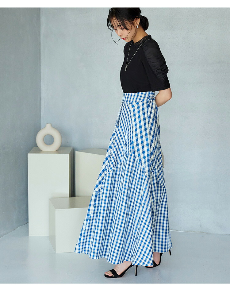 ミックスギンガムチェック・フレアスカート「BSK1218」
