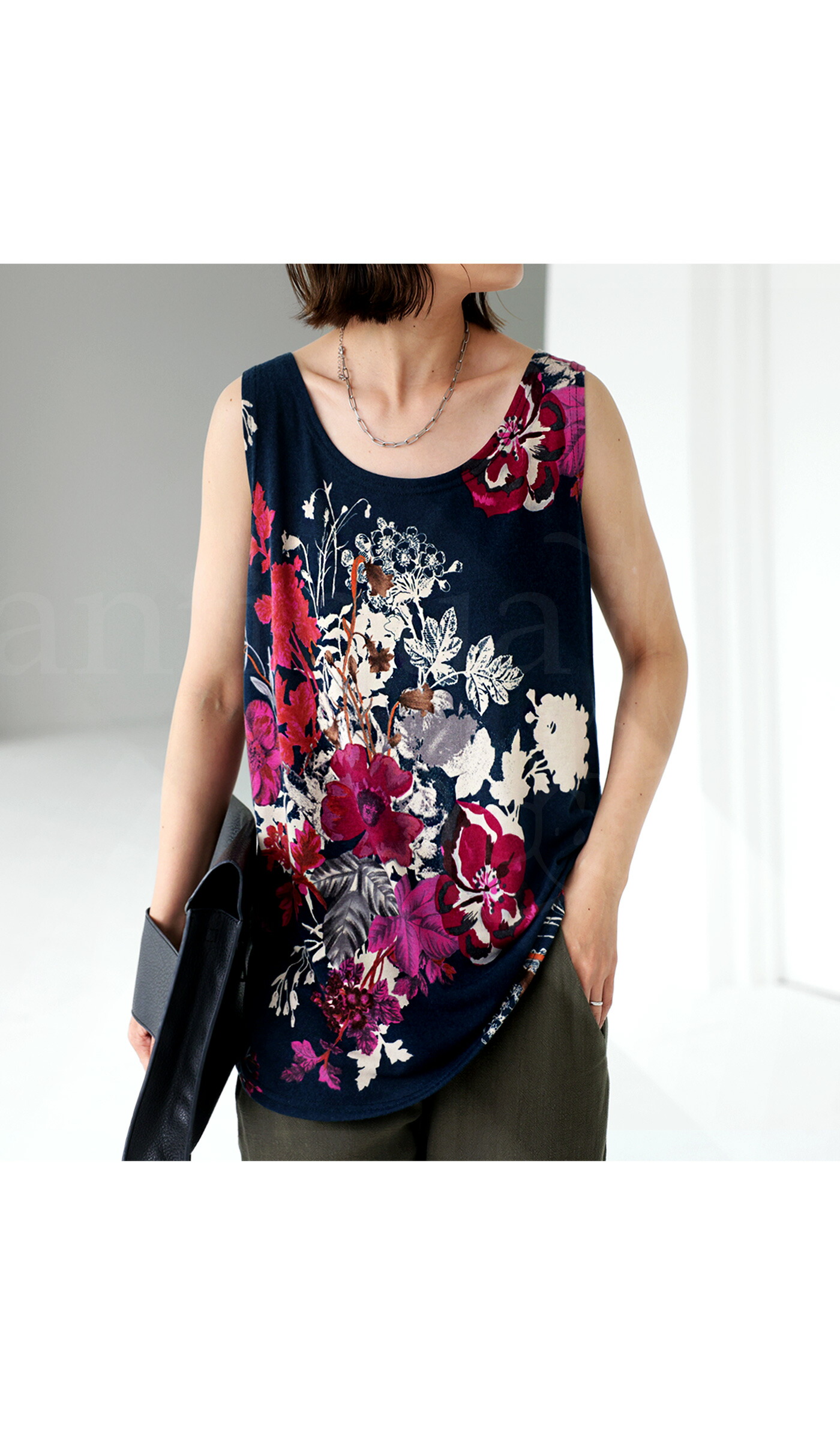 花柄デザインタンク タンクトップ レディース トップス 花柄・(30