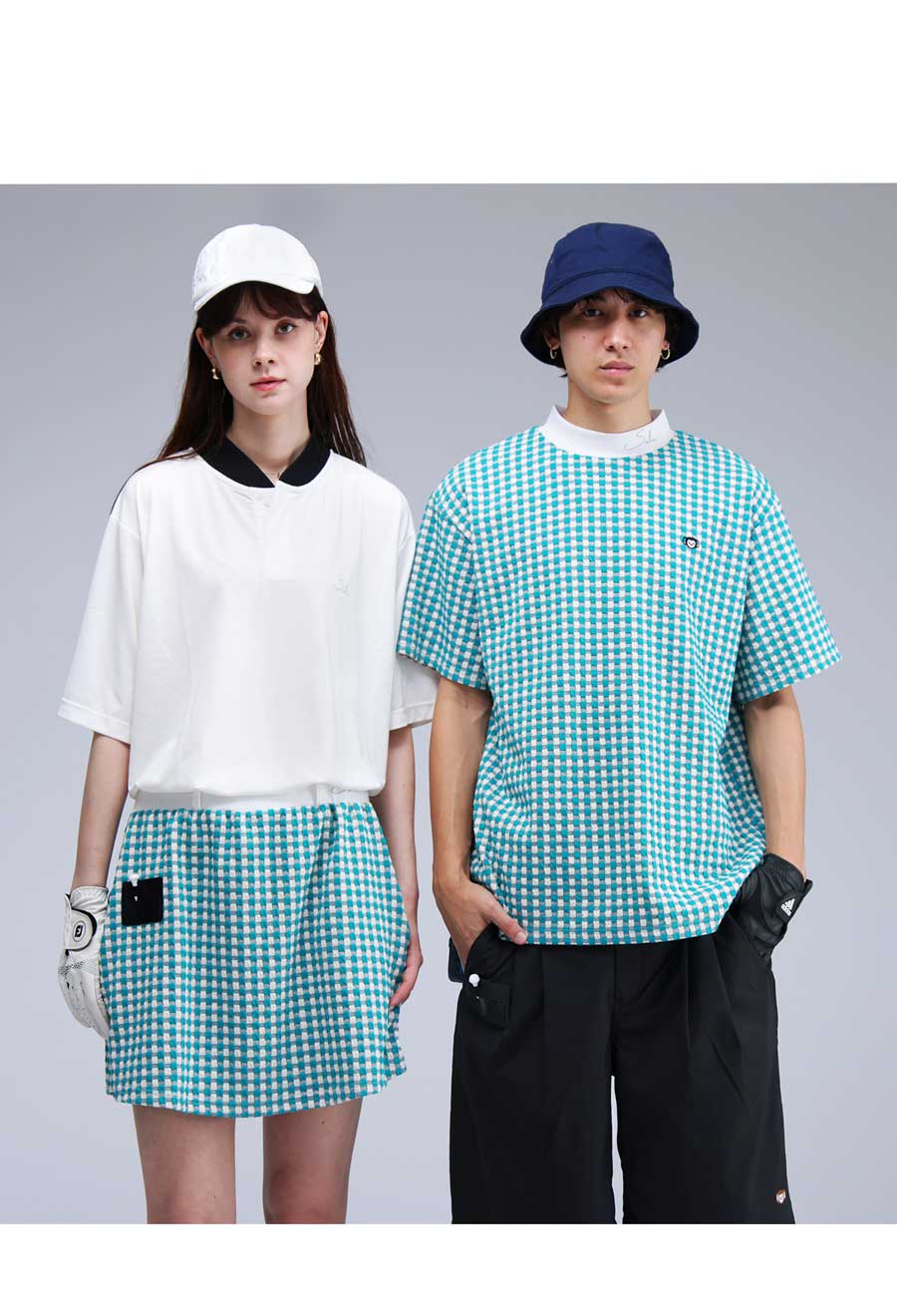 チェック柄トップス レディース ゴルフウェア 半袖 送料無料・(100