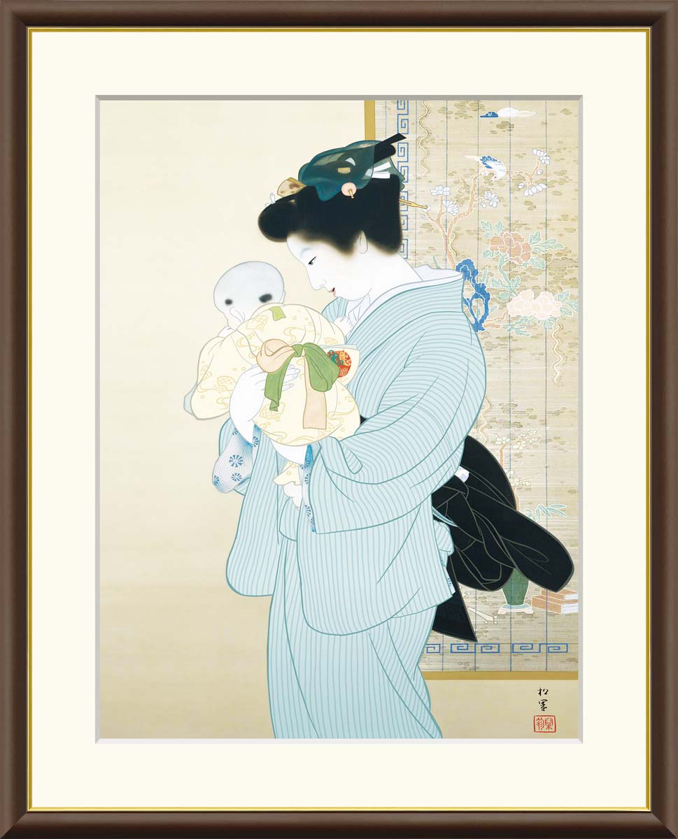楽天市場】有名 画家 額入りアート 上村松園 「花下美人」 J2-027 F8