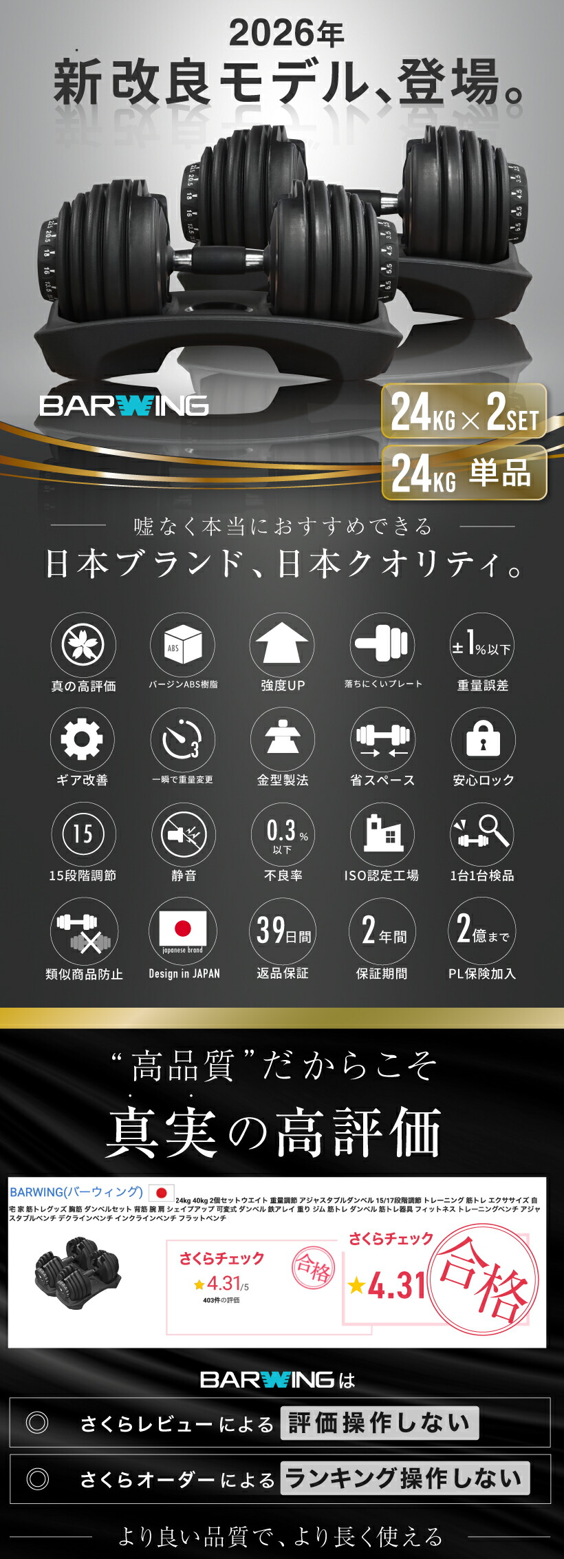 楽天市場】【ただいま・最安挑戦】 可変式ダンベル 24kg 2個セット 15