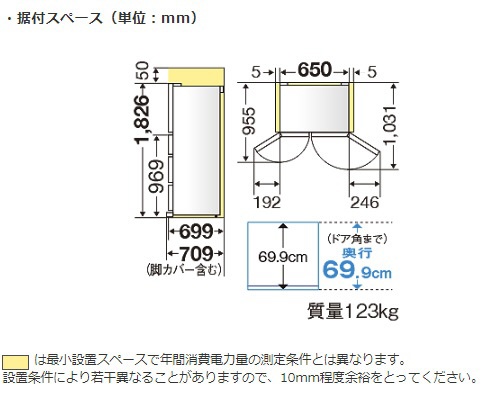楽天ビック｜三菱電機｜Mitsubishi Electric MR-MX50D-W 冷蔵庫 置ける