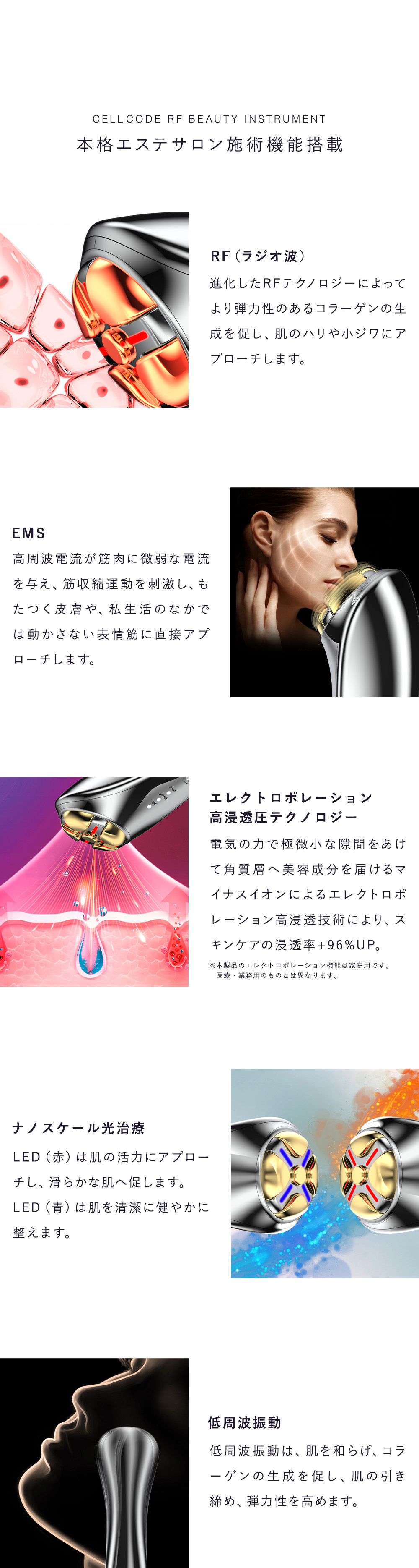 楽天市場】エレクトロポレーション 美顔器 リフトアップ【 CELL CODE