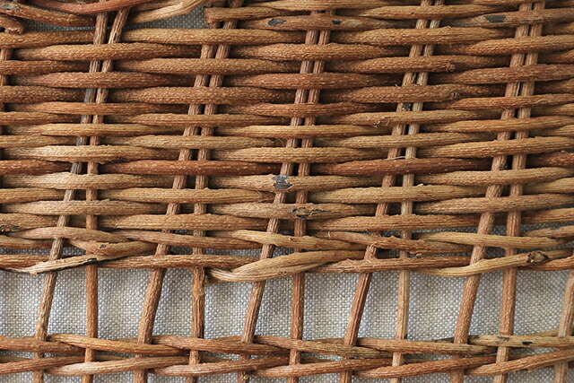 1点もの あけび籠(国産/透かし編み/中サイズ/リネン巾着・ポケット