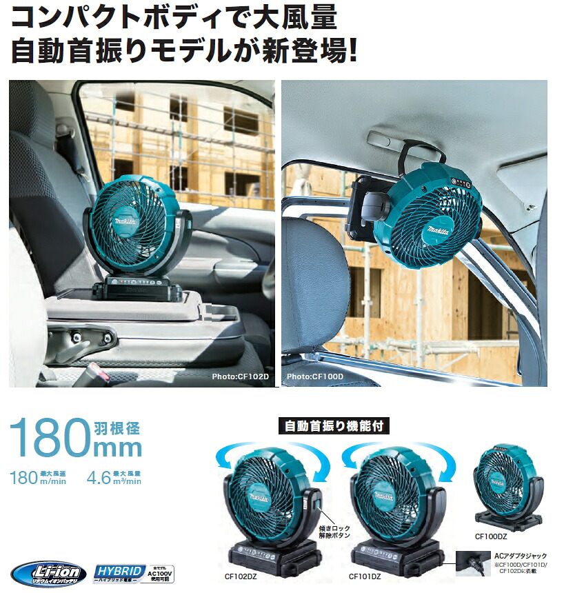 楽天市場】マキタ 扇風機 14.4/18V対応充電式ファン（羽根径180mm